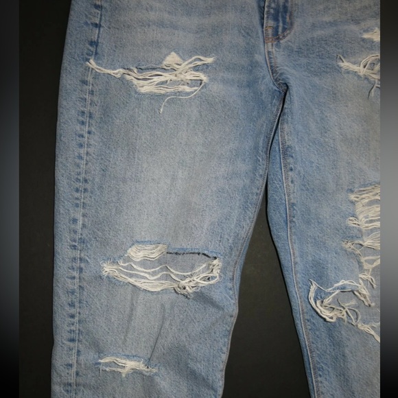 American Eagle ripped straight destroyed distressed jeans pants hi rise 6 rigid - Picture 5 of 11